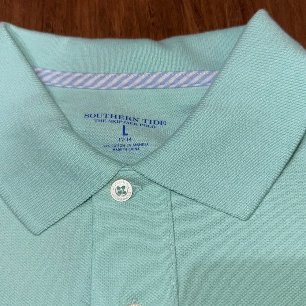 Southern Tide, the Skip Jack polo boys size large (12-14) in mint green NWT - Picture 4 of 6